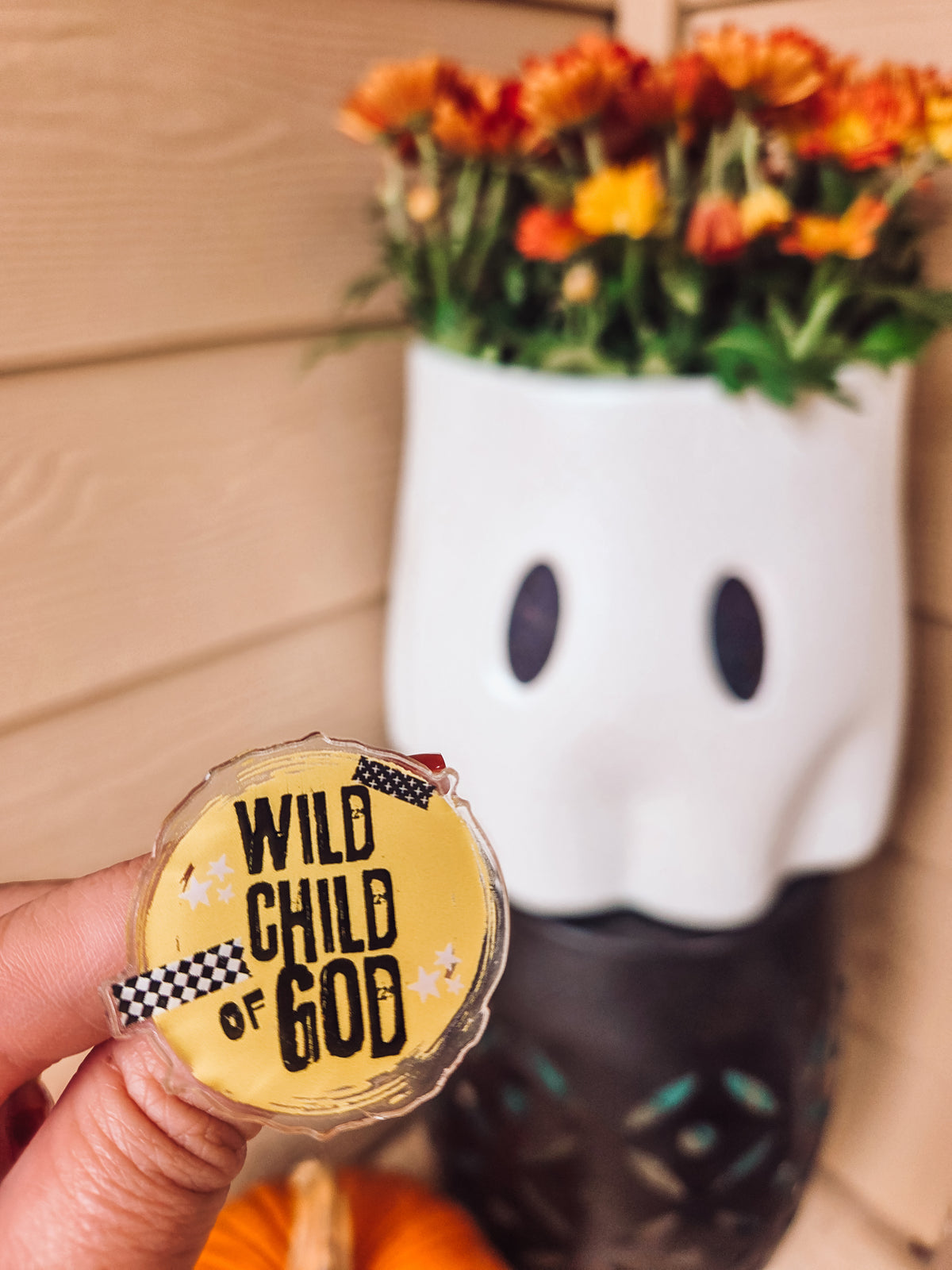 Wild child acrylic pin