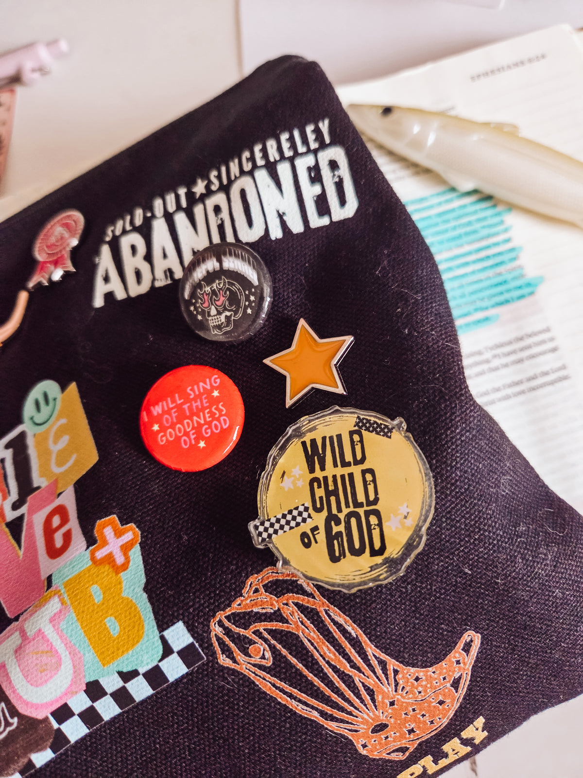 Wild child acrylic pin